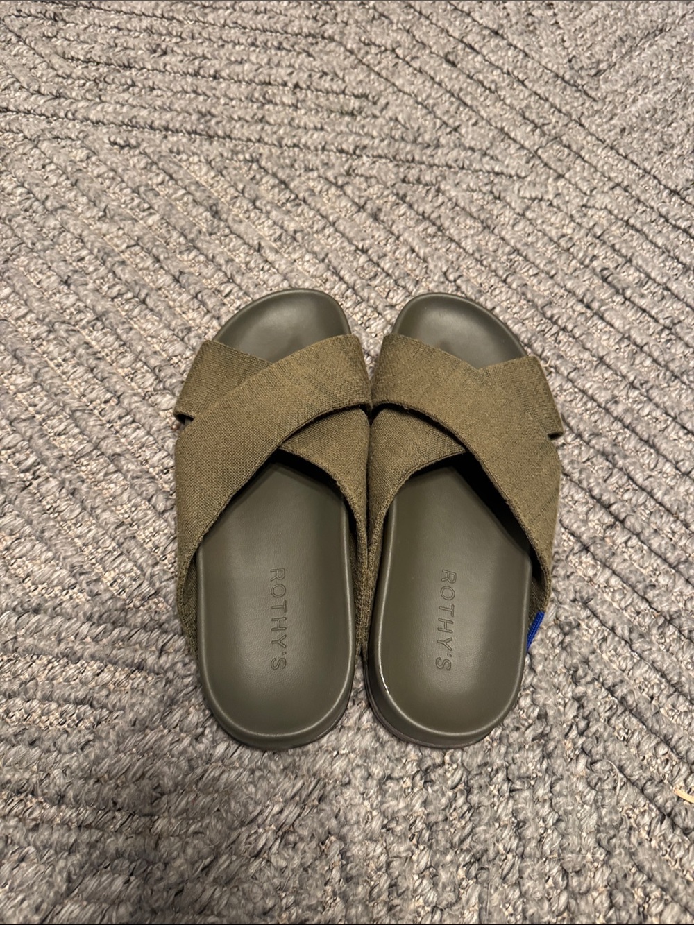 Rothy's Olive Green Crisscross Slide Sandals